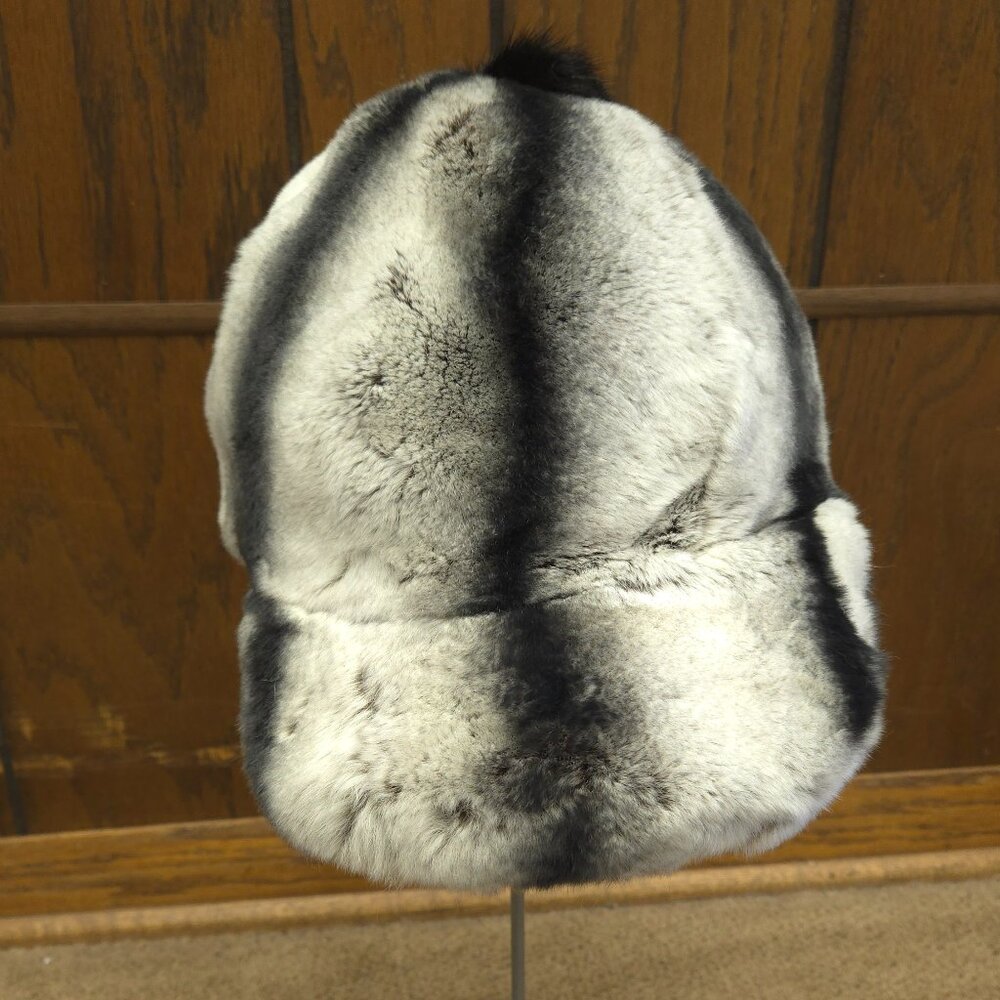 Chinchilla Rex Rabbit Fur Baseball Cap - Picture 2 of 3